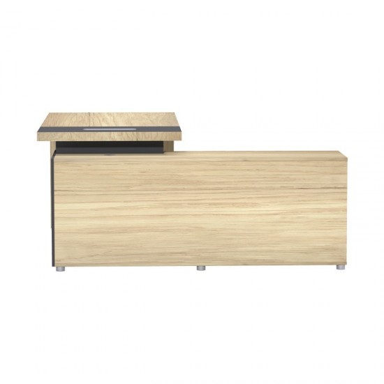 Γραφείο επαγγελματικό Lotus αριστερή γωνία σε φυσική-ανθρακί απόχρωση  160x160x75εκ