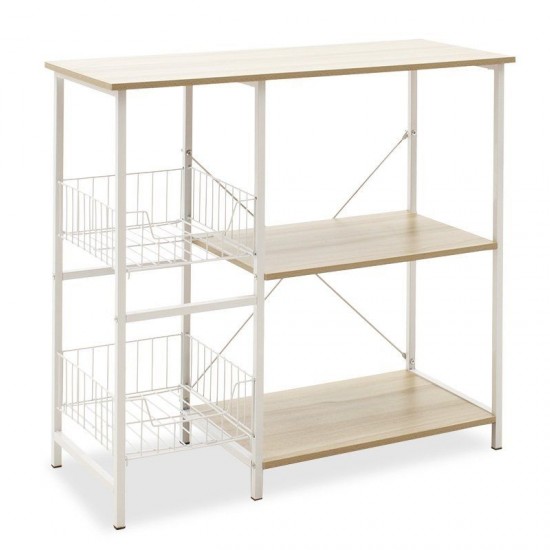 Επιδαπέδια ραφιέρα Noon με MDF χρώμα φυσικό-λευκό 80x34x75εκ