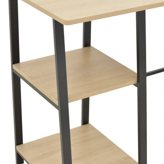 Γραφείο εργασίας Ferje με ράφια mdf σε φυσική με μαύρη απόχρωση 100x48x75εκ