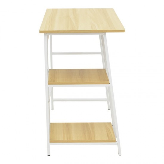 Γραφείο εργασίας Ferje με ράφια mdf σε ανοιχτό καρυδί με λευκή απόχρωση 100x48x75εκ