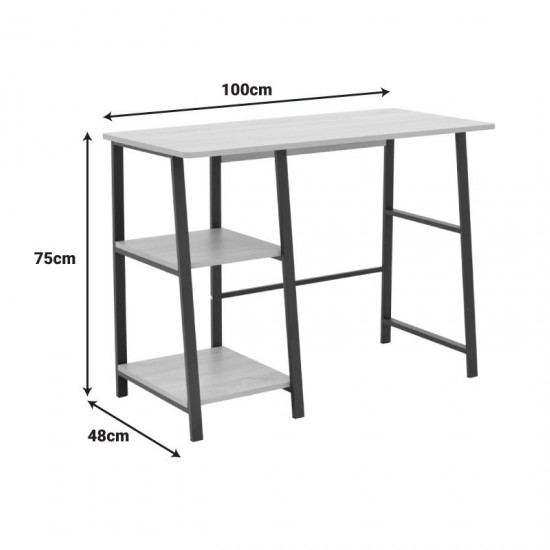 Γραφείο εργασίας Ferje με ράφια mdf σε ανοιχτό καρυδί με λευκή απόχρωση 100x48x75εκ