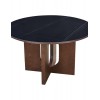 Τραπέζι Merge  sintered stone-mdf σε μαύρο μαρμάρου με καρυδί βάση Φ130x75εκ