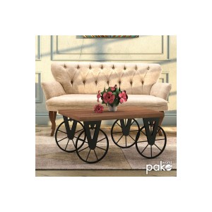 Τραπέζι σαλονιού Bike χρώμα μαύρο-καρυδί 85x55x41εκ