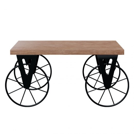 Τραπέζι σαλονιού Bike χρώμα μαύρο-καρυδί 85x55x41εκ