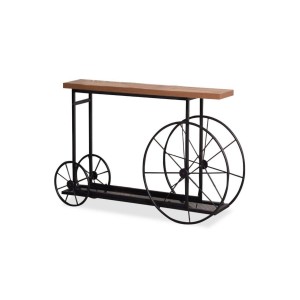 Κονσόλα Bike pakoworld χρώμα μαύρο-καρυδί 148x28x85εκ