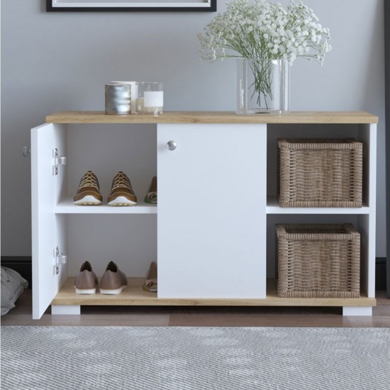 Έπιπλο εισόδου Deril λευκό-sonoma 90x33x52.5εκ