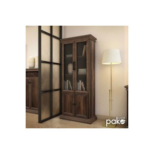 Βιτρίνα - ντουλάπα Mozart με τζάμι χρώμα καρυδί 78,5x38x188εκ