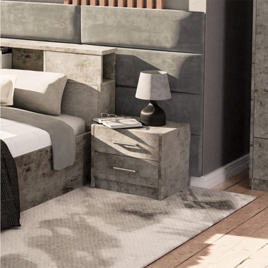 Κομοδίνο OLYMPUS με 2 συρτάρια χρώμα antique ανθρακί 47.5x40.5x40.5εκ