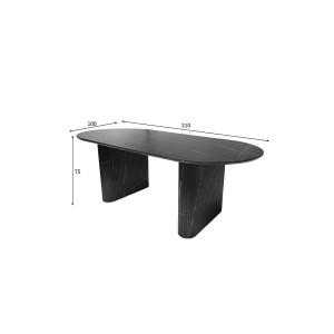 Τραπέζι Nembou mdf σε απόχρωση μαύρου μαρμάρου 210x100x76εκ