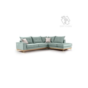 Γωνιακός καναπές αριστερή γωνία Luxury II ύφασμα ciel-cream 290x235x95εκ
