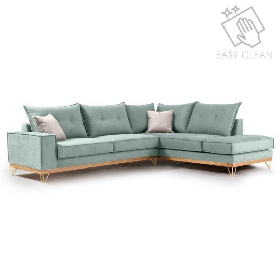 Γωνιακός καναπές αριστερή γωνία Luxury II ύφασμα ciel-cream 290x235x95εκ
