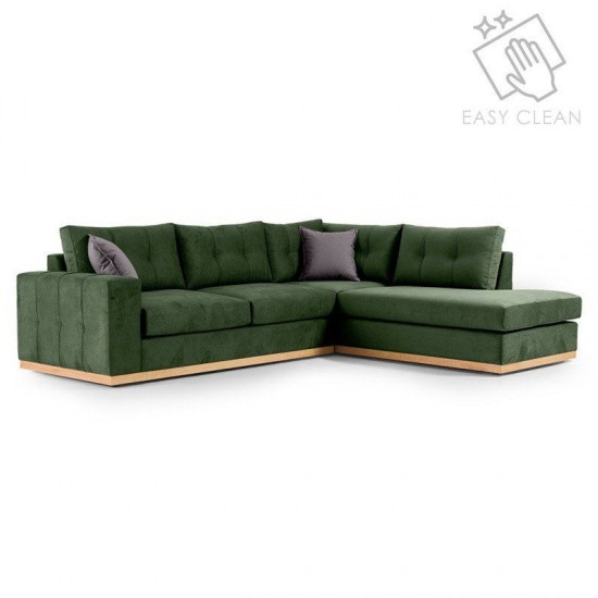 Γωνιακός καναπές αριστερή γωνία Boston  ύφασμα κυπαρισσί-ανθρακί 280x225x90εκ