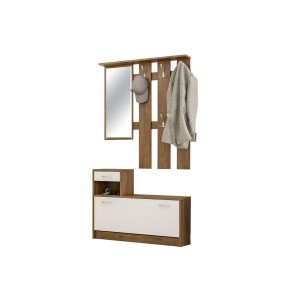 Έπιπλο εισόδου Jamie καρυδί-λευκό 100x27,5x187εκ