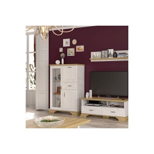 Βιτρίνα Jaden golden oak-λευκό antique 93,5x39x133εκ