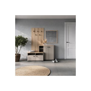 Έπιπλο εισόδου Ebro σε oak-cappuccino απόχρωση 150.3x41.2x204.7εκ