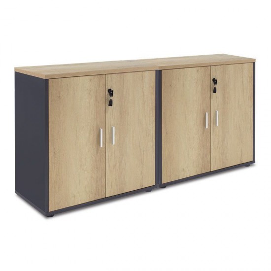 Nτουλάπια γραφείου τετράφυλλα Lotus χρώμα φυσικό-ανθρακί 160x40x80εκ