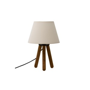 Επιτραπέζιο φωτιστικό PWL-1072 Ε27 εκρού-καρυδί Φ22.5x32εκ