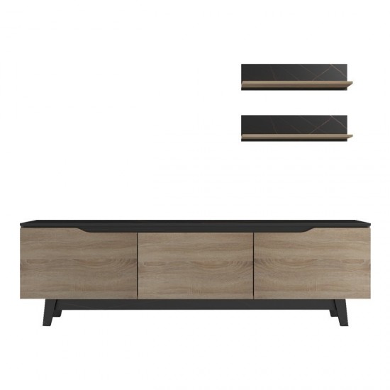 Σύνθετο σαλονιού Kasia σε μαύρο μαρμάρου-sonoma απόχρωση 180x35x48.5εκ