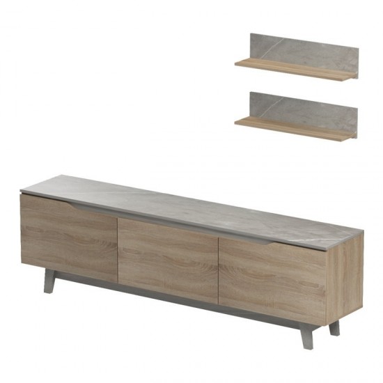 Σύνθετο σαλονιού Kasia σε μπεζ μαρμάρου-sonoma απόχρωση 180x35x48.5εκ