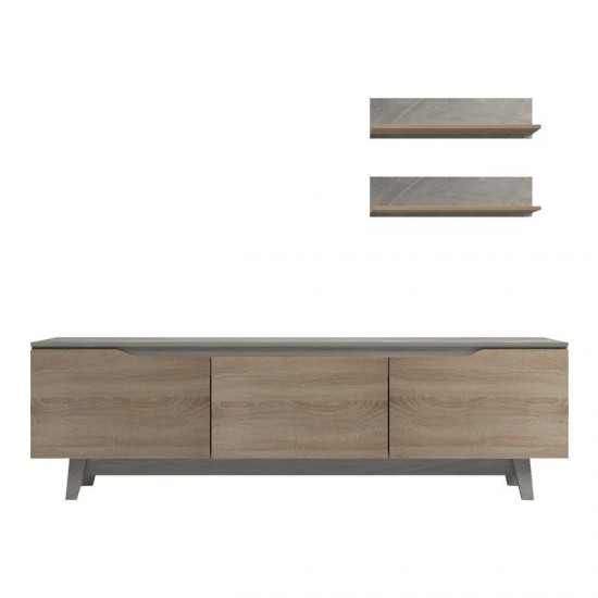 Σύνθετο σαλονιού Kasia σε μπεζ μαρμάρου-sonoma απόχρωση 180x35x48.5εκ