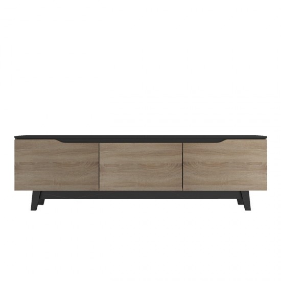 Έπιπλο τηλεόρασης Kasandra σε μαύρο μαρμάρου-sonoma απόχρωση 180x35x48.5εκ