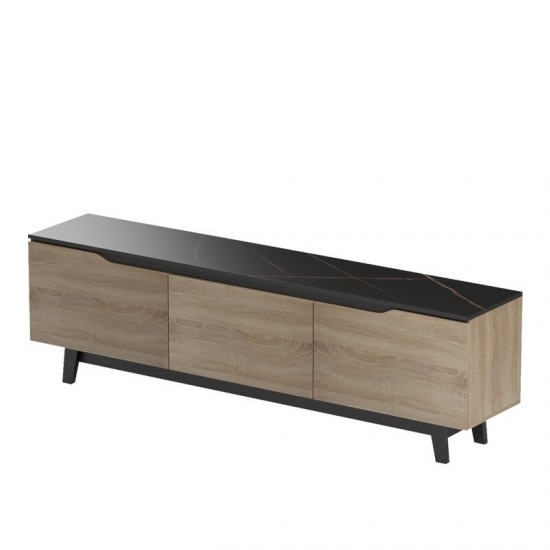 Έπιπλο τηλεόρασης Kasandra σε μαύρο μαρμάρου-sonoma απόχρωση 180x35x48.5εκ