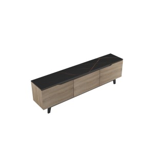 Έπιπλο τηλεόρασης Kasandra σε μαύρο μαρμάρου-sonoma απόχρωση 180x35x48.5εκ