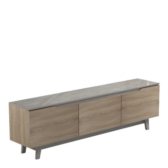 Έπιπλο τηλεόρασης Kasandra σε μπεζ μαρμάρου-sonoma απόχρωση 180x35x48.5εκ
