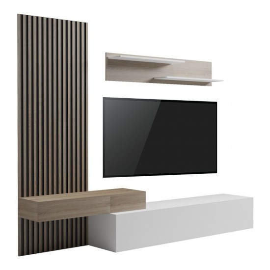 Σύνθετο σαλονιού Litende σε λευκή-sonoma απόχρωση 249.4x42.2x199.5εκ