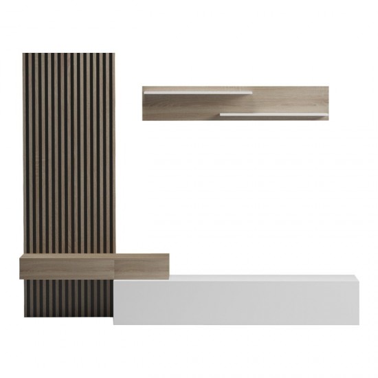 Σύνθετο σαλονιού Litende σε λευκή-sonoma απόχρωση 249.4x42.2x199.5εκ