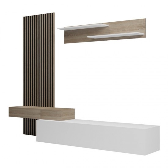 Σύνθετο σαλονιού Litende σε λευκή-sonoma απόχρωση 249.4x42.2x199.5εκ