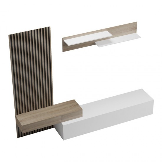 Σύνθετο σαλονιού Litende σε λευκή-sonoma απόχρωση 249.4x42.2x199.5εκ