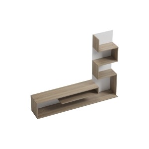 Έπιπλο τηλεόρασης με βιβλιοθήκη Cazenda σε sonoma με λευκή απόχρωση 160x29x126εκ