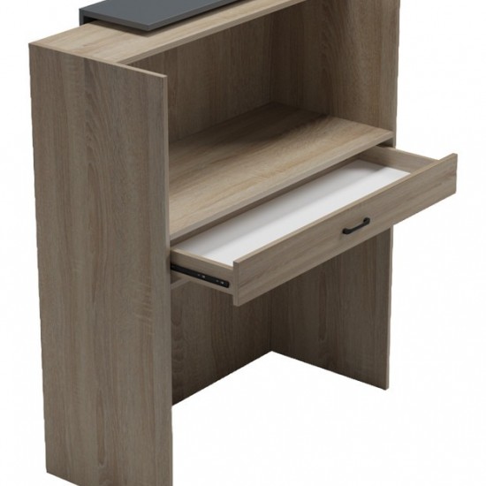 Γραφείο reception Zowel με led sonoma-ανθρακί 90x40x110εκ