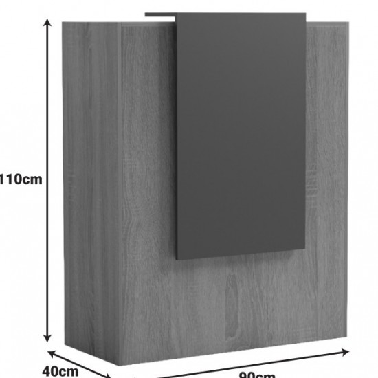 Γραφείο reception Zowel με led sonoma-ανθρακί 90x40x110εκ