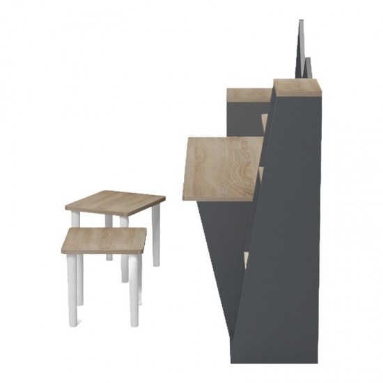 Παιδικό γραφείο με σκαμπο Dualto sonoma-ανθρακί 180x30x93.6εκ Παιδικό γραφείο με σκαμπο Dualto sonoma-ανθρακί 180x30x93.6εκ