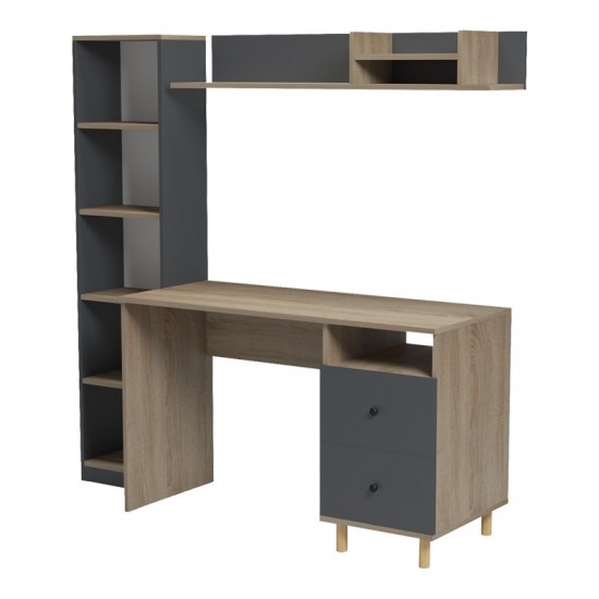 Σύνθεση γραφείου Kontor sonoma-ανθρακί 120x50x160εκ Σύνθεση γραφείου Kontor sonoma-ανθρακί 120x50x160εκ