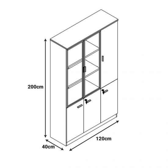 Ντουλάπα γραφείου επαγγελματική Oscar σε καρυδί-ανθρακί απόχρωση120x40x200εκ
