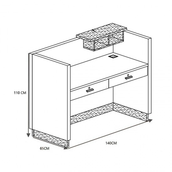 Γραφείο reception επαγγελματικό Oscar σε καρυδί-ανθρακί απόχρωση 140x65x110εκ