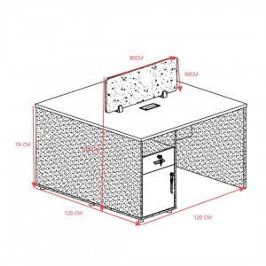 Γραφείο εργασίας επαγγελματικό 2 θέσεων Dakota σε καρυδί-ανθρακί απόχρωση 120x120x76εκ