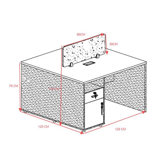 Γραφείο εργασίας επαγγελματικό 2 θέσεων Dakota σε καρυδί-ανθρακί απόχρωση 120x120x76εκ
