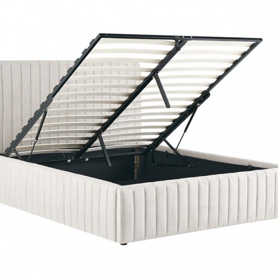 Κρεβάτι διπλό Zilin ύφασμα μπεζ με αποθηκευτικό χώρο 160x200εκ