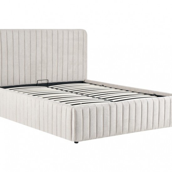 Κρεβάτι διπλό Zilin ύφασμα μπεζ με αποθηκευτικό χώρο 160x200εκ