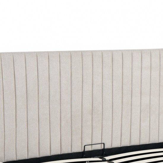 Κρεβάτι διπλό Zilin ύφασμα μπεζ με αποθηκευτικό χώρο 160x200εκ