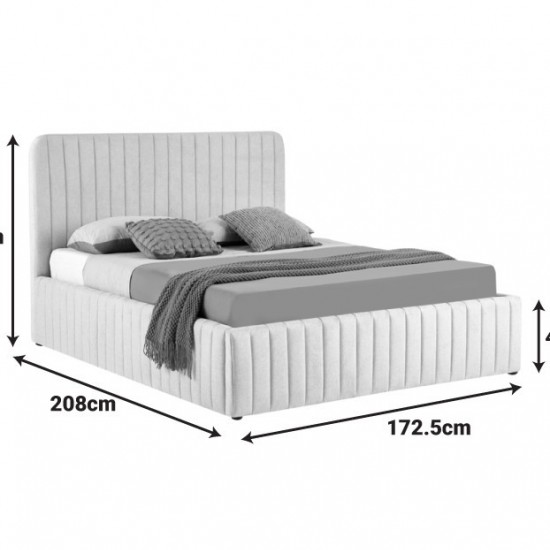 Κρεβάτι διπλό Zilin ύφασμα μπεζ με αποθηκευτικό χώρο 160x200εκ