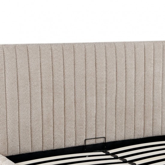 Κρεβάτι διπλό Zilin ύφασμα μπουκλε μπεζ με αποθηκευτικό χώρο 160x200εκ