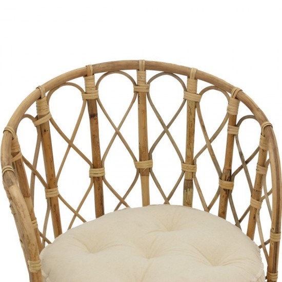 Πολυθρόνα Rostan φυσικό rattan με μαξιλάρι 60x46x80εκ
