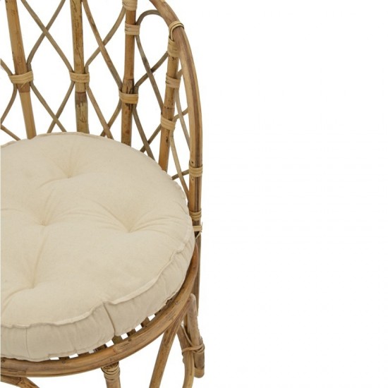 Πολυθρόνα Rostan φυσικό rattan με μαξιλάρι 60x46x80εκ