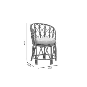 Πολυθρόνα Rostan φυσικό rattan με μαξιλάρι 60x46x80εκ