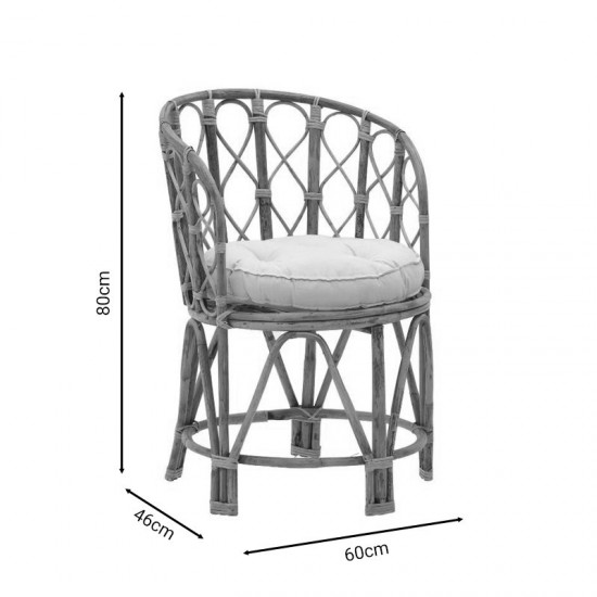 Πολυθρόνα Rostan φυσικό rattan με μαξιλάρι 60x46x80εκ